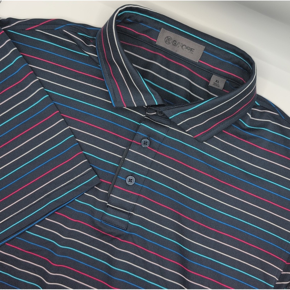 G/FORE Performance Polo Shirt Mens Size XL Blue Striped Short Sleeve GMP000089